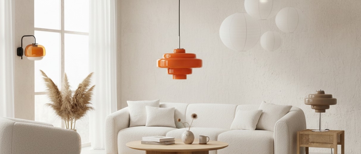 Kleurrijke serie met Koloro lampen in een interieur