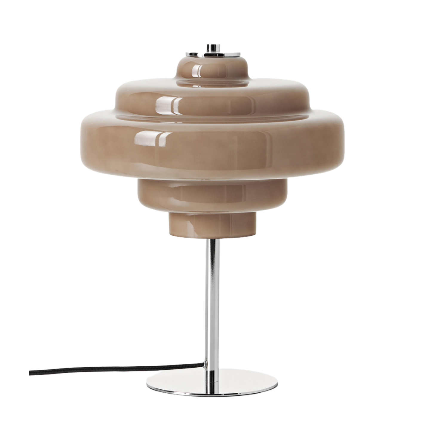 Koloro tafellamp met taupe glazen kap en chromen voet