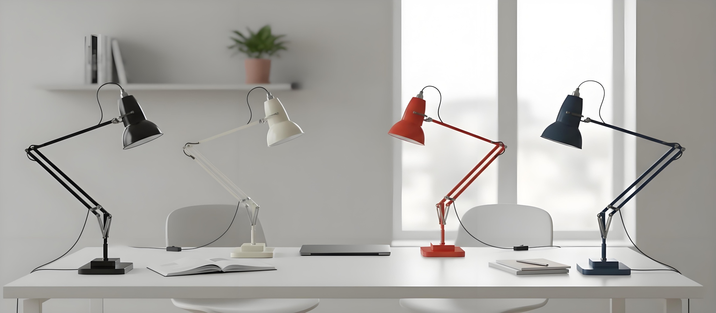 Modryx vintage verstelbare bureaulamp in meerdere kleuren op een bureau