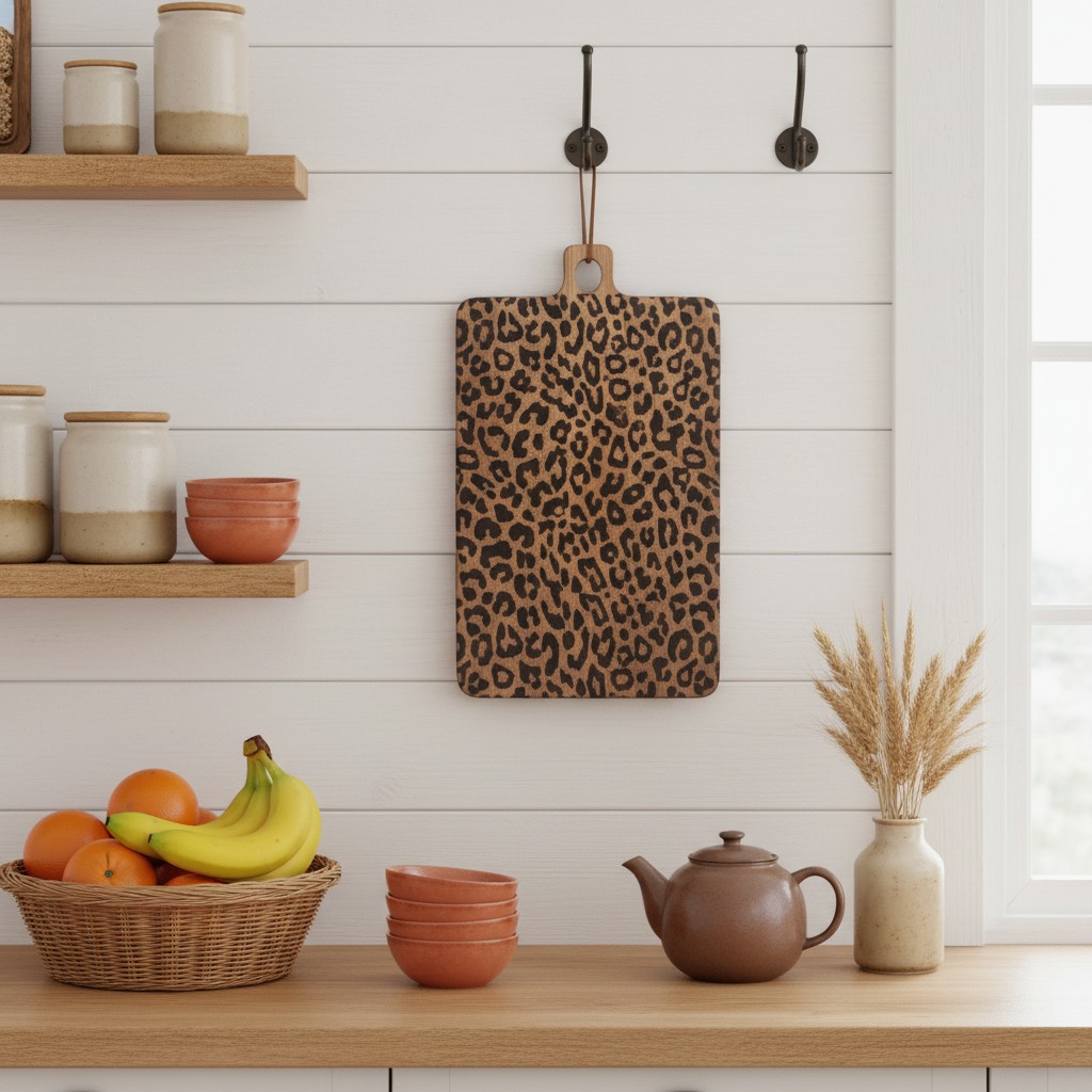 Decoratieve serveerplank in huiselijke setting