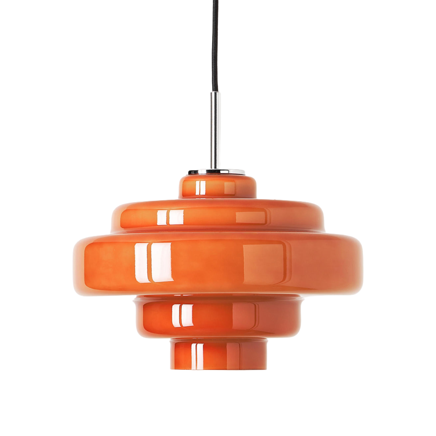 Hängelampe aus orangefarbenem Koloro-Glas