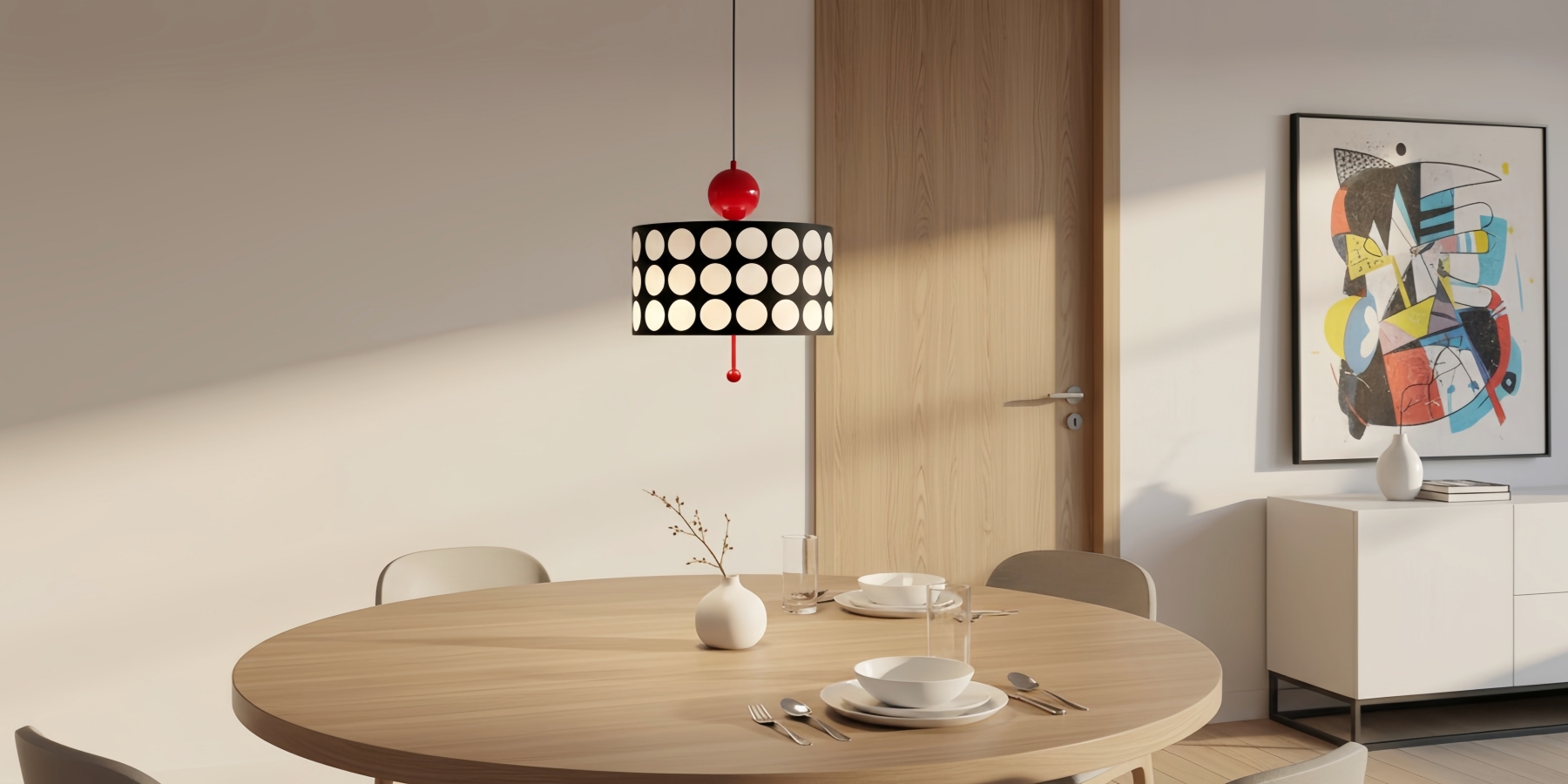 Dotrelia hanglamp boven een eettafel