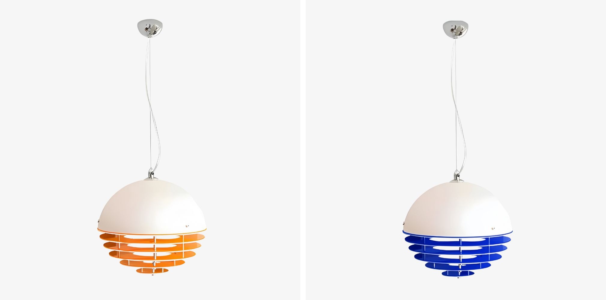 Oranje-witte en Kleinblauwe uitvoering van de hanglamp