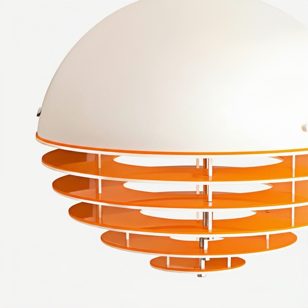 Witte en oranje Bauhaus hanglamp detail