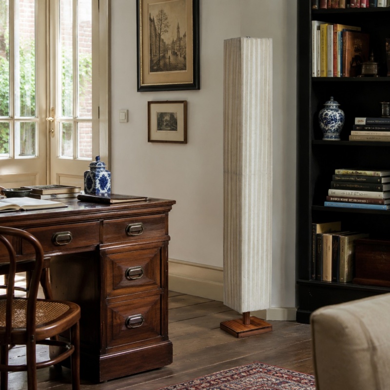 Bailey vloerlamp naast een bureau