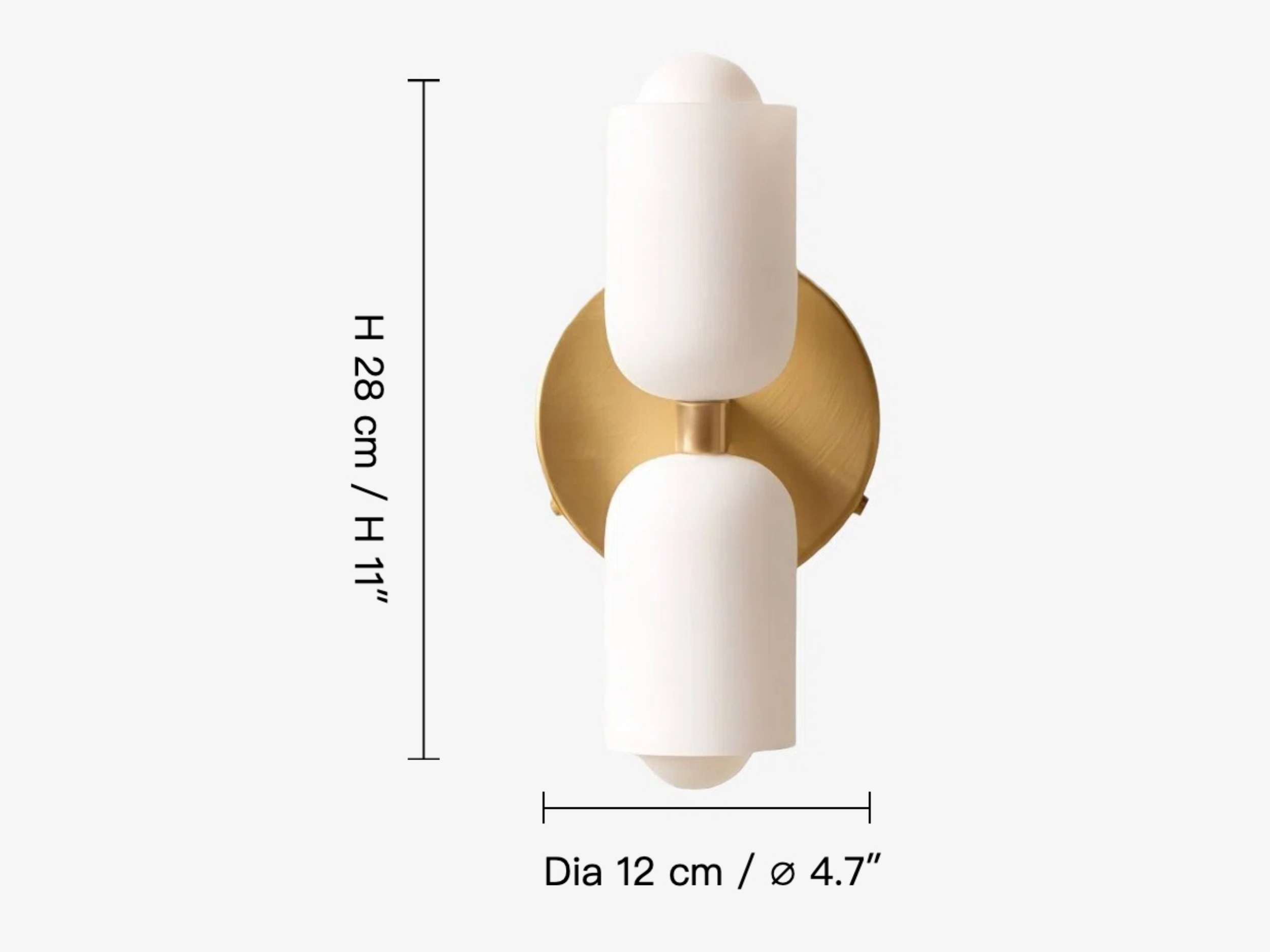 Afmetingen van de Symra wandlamp