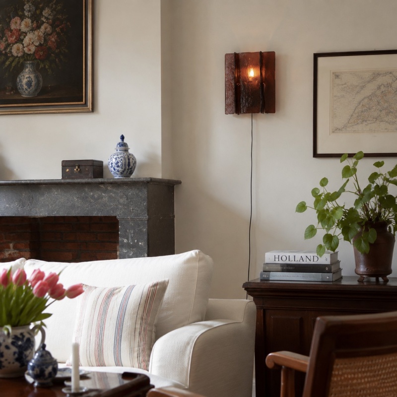Lumiridge wandlamp in zithoek met bloemen
