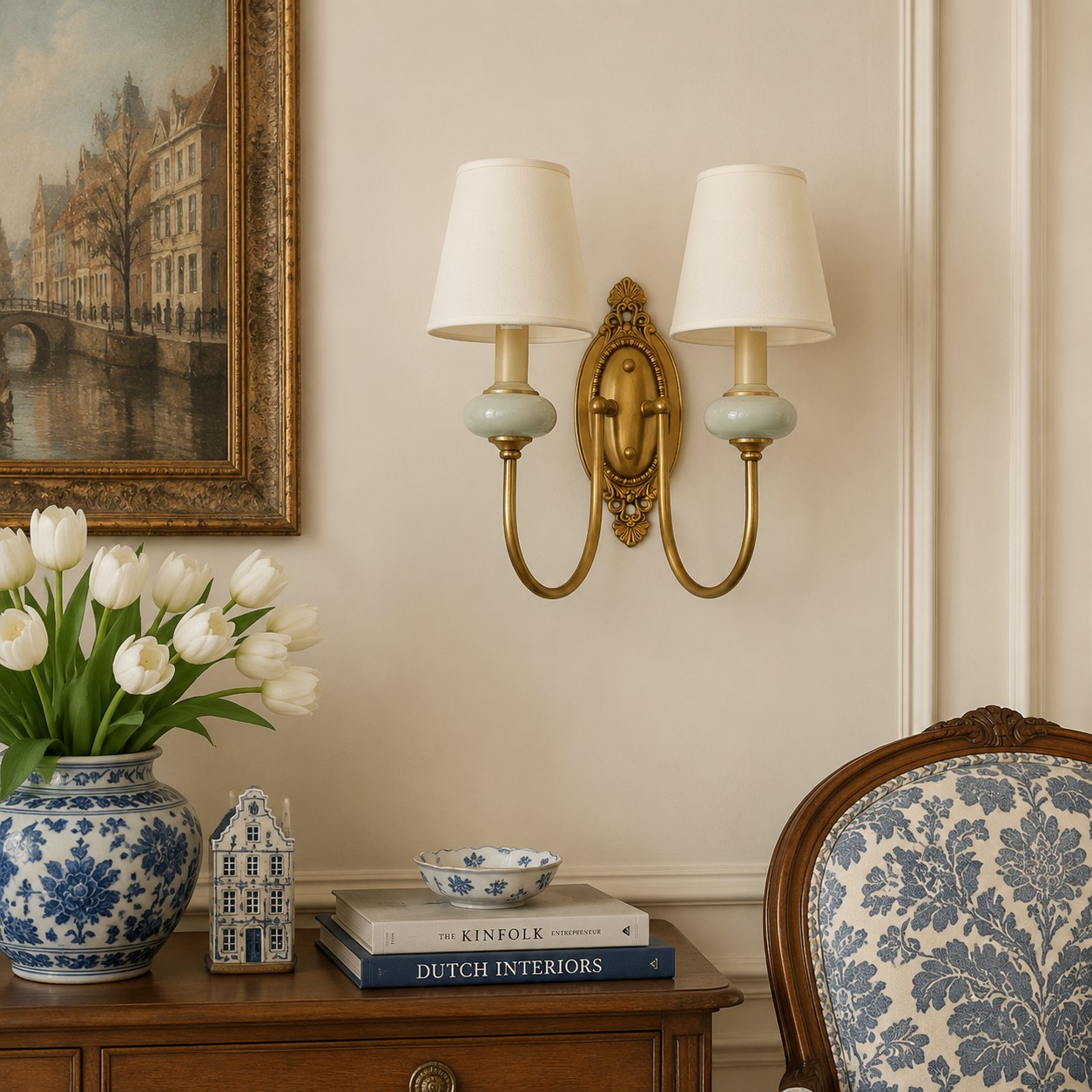 Wandlamp naast bed en nachtkast