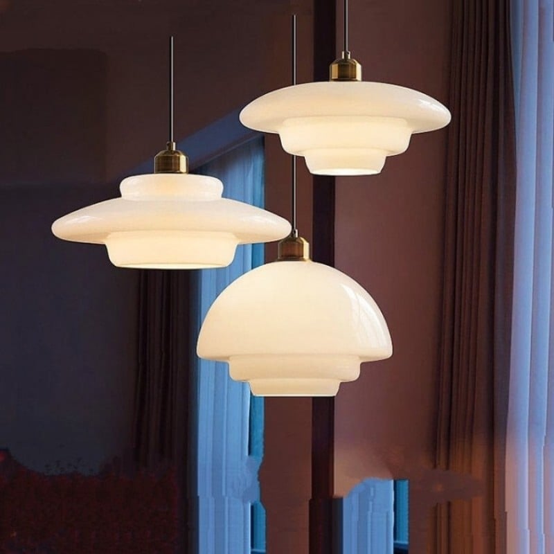 Art Deco Opal Glass Pendant Light S45