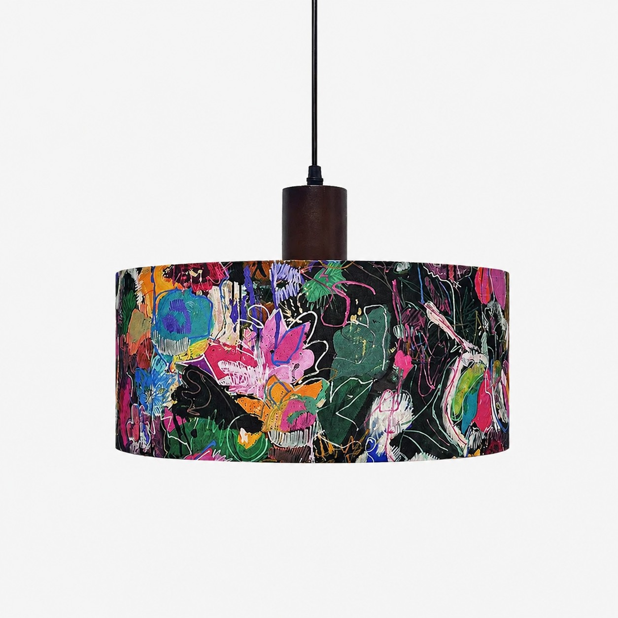 Fabric drum pendant light 26