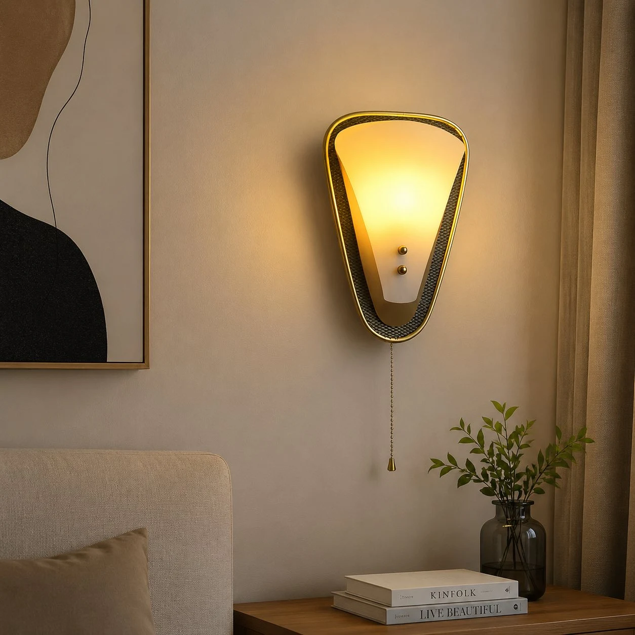 Vintage French pull-chain wall sconce