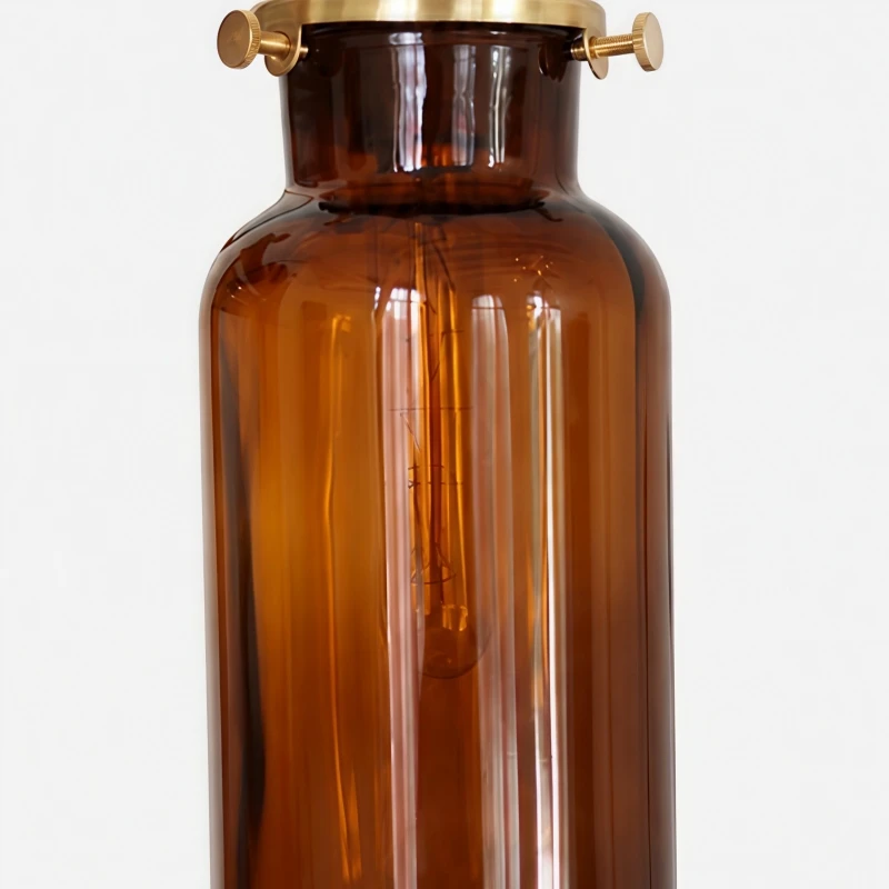 Amber brown glass pendant lamp room scene