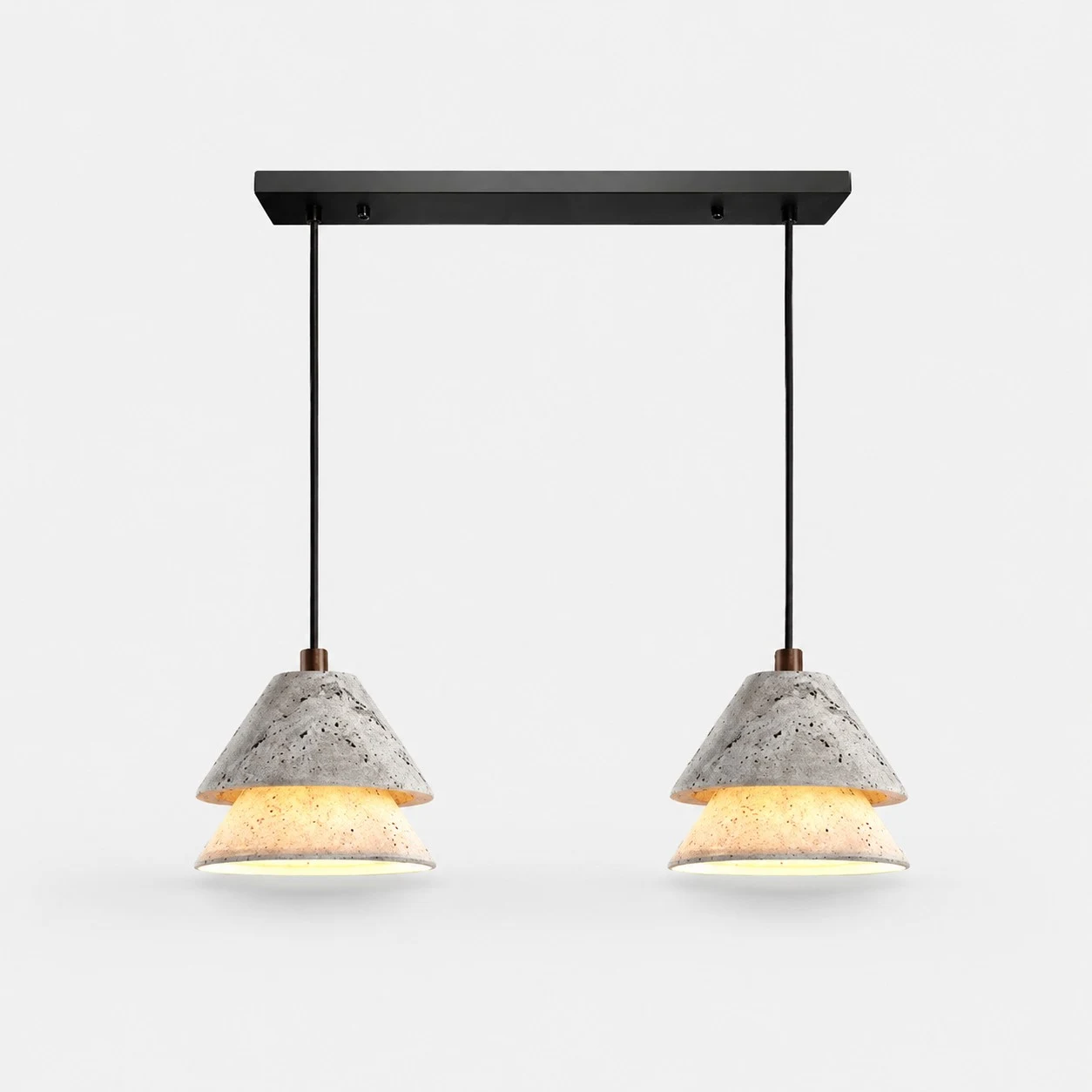 Grey Stone Pendant Light with Paper Diffuser