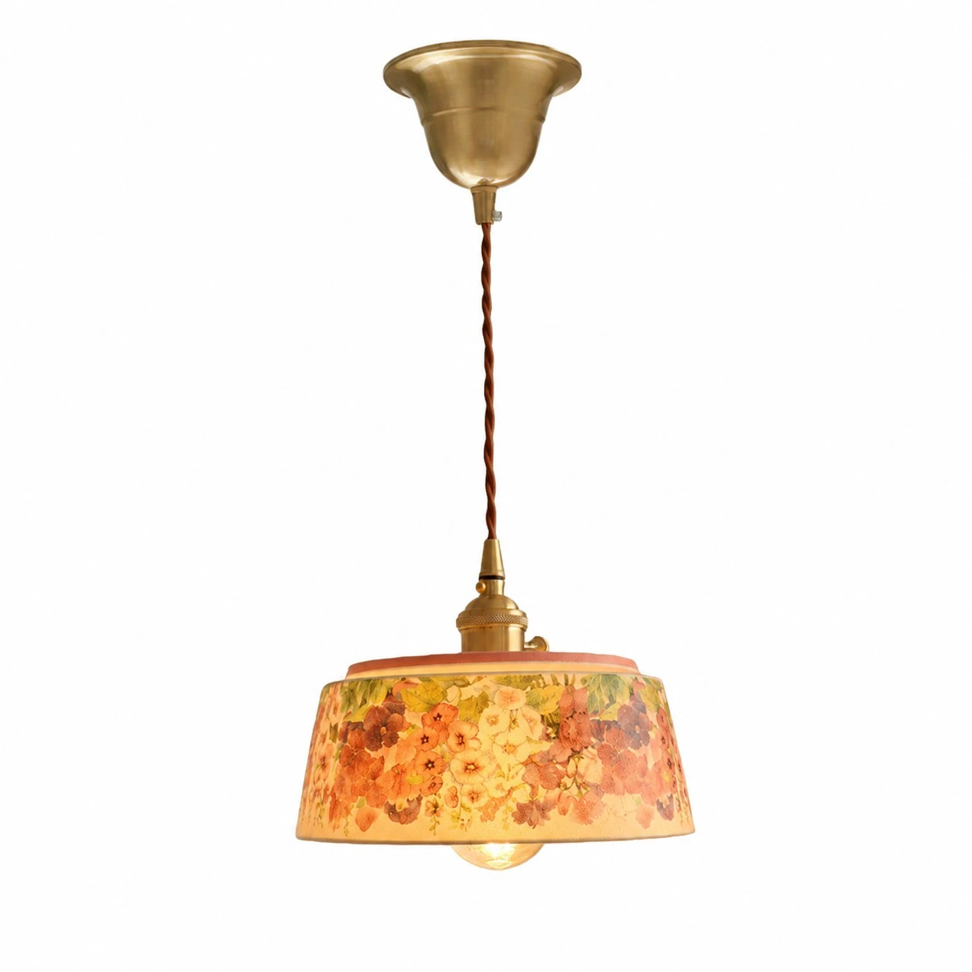 Single floral ceramic pendant light