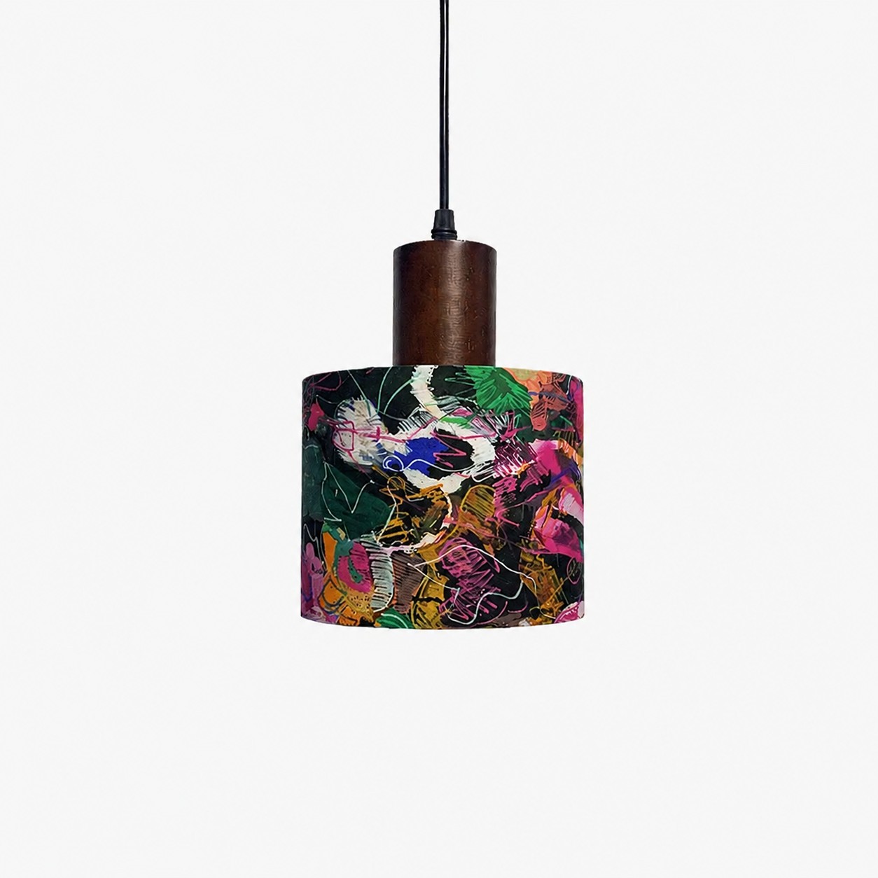 Fabric drum pendant light 24