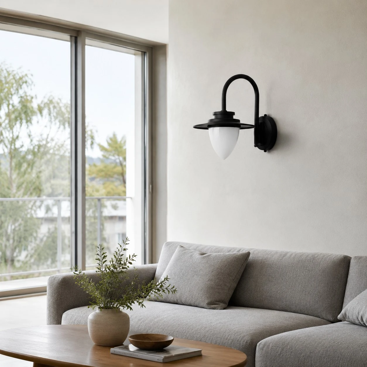 Outdoor wall lantern detail and scene