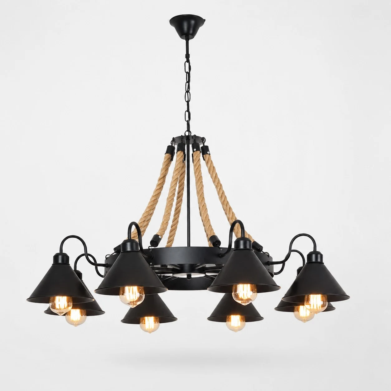 Rustic farmhouse rope chandelier