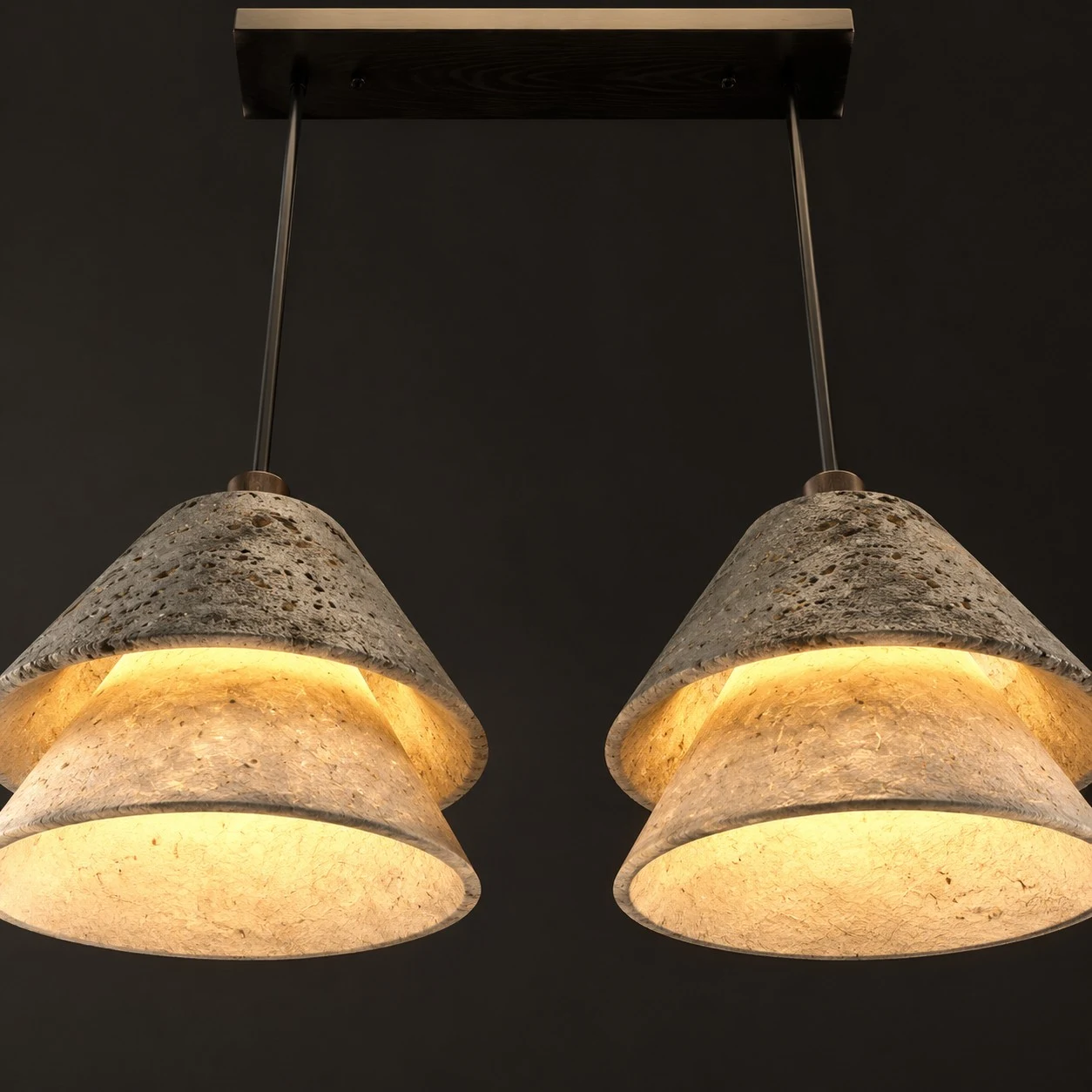 Grey Stone Pendant Light with Paper Diffuser