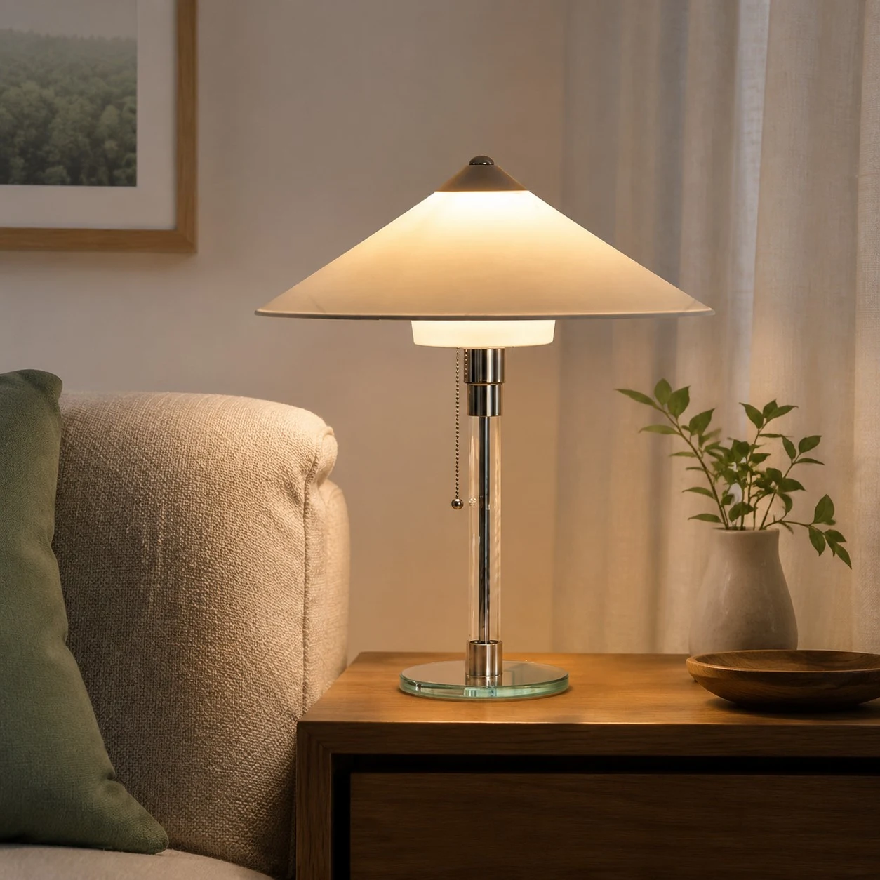 Wood Side Table Reading Corner Scene