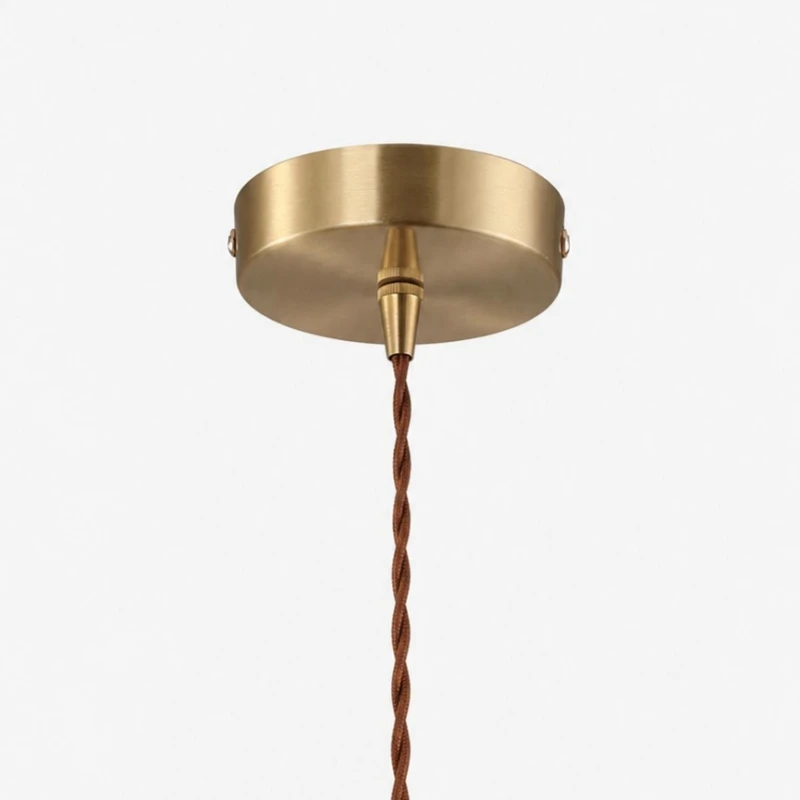 Amber brown glass pendant lamp detail