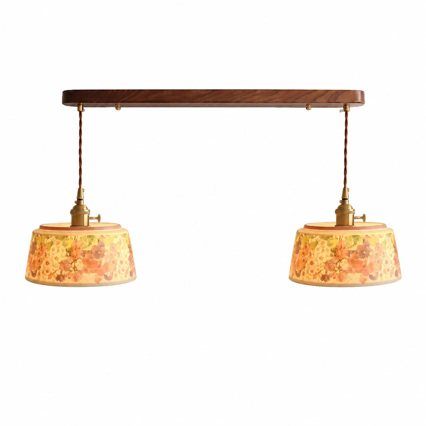 Two-light floral ceramic bar pendant