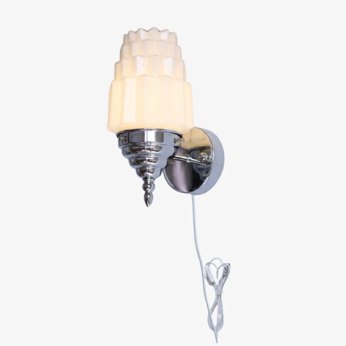 Chrome plug-in Art Deco wall sconce