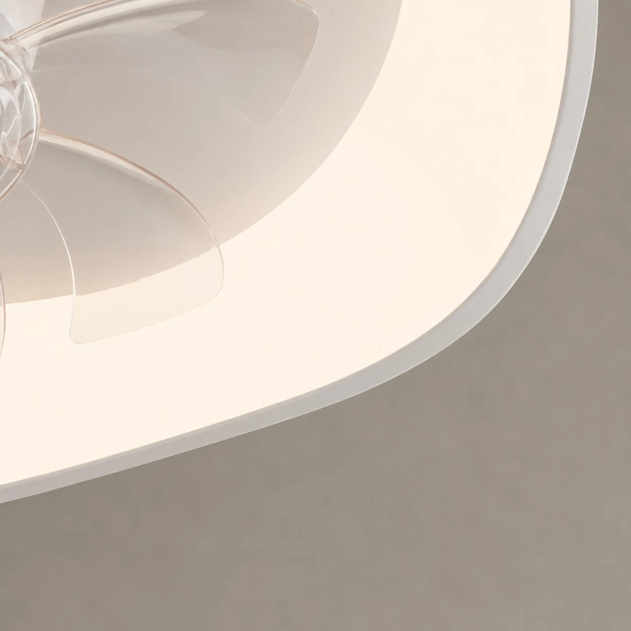 Ceiling fan light edge lighting and fan blade detail
