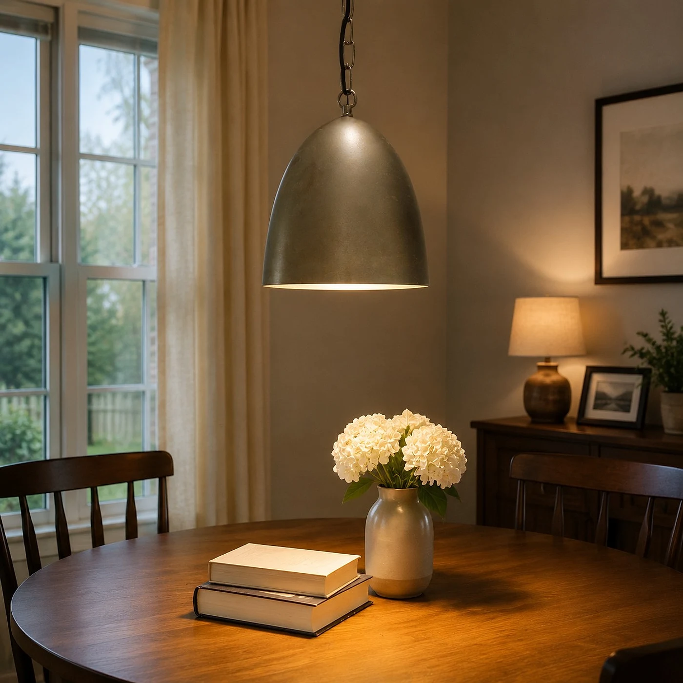Vintage Distressed Metal Dome Pendant Light