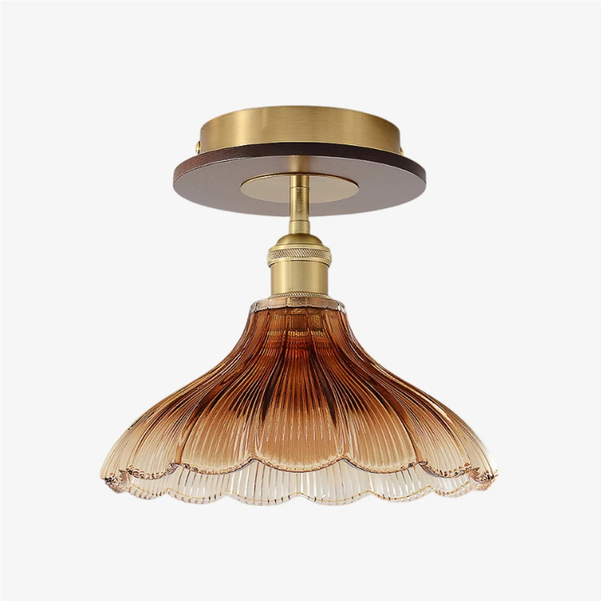 Ribbed glass semi flush mount ceiling light