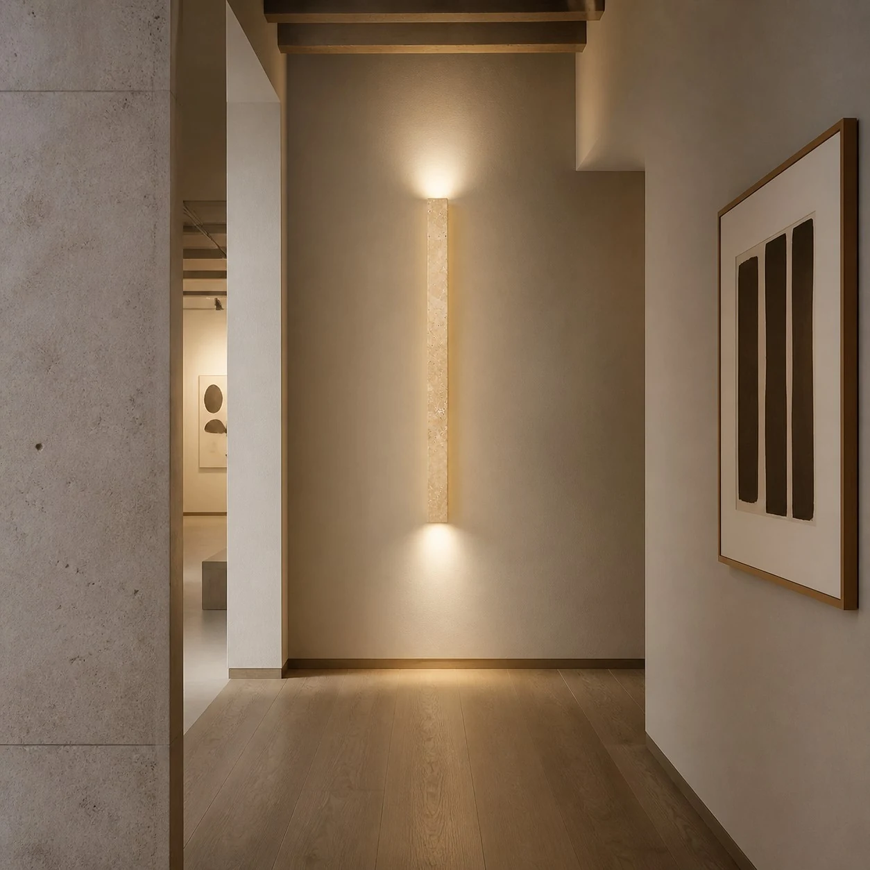 stone linear wall sconce scene