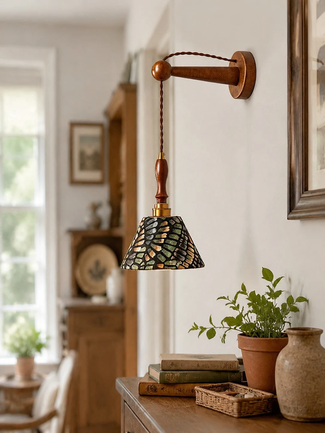 Wall sconce in bedroom and study setting