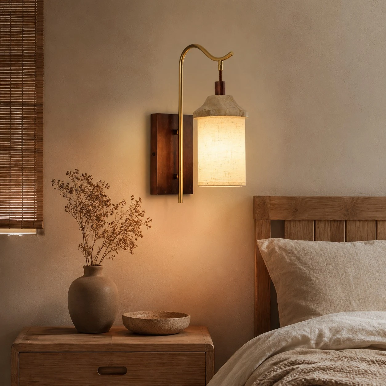 Bedroom bedside wall lighting scene