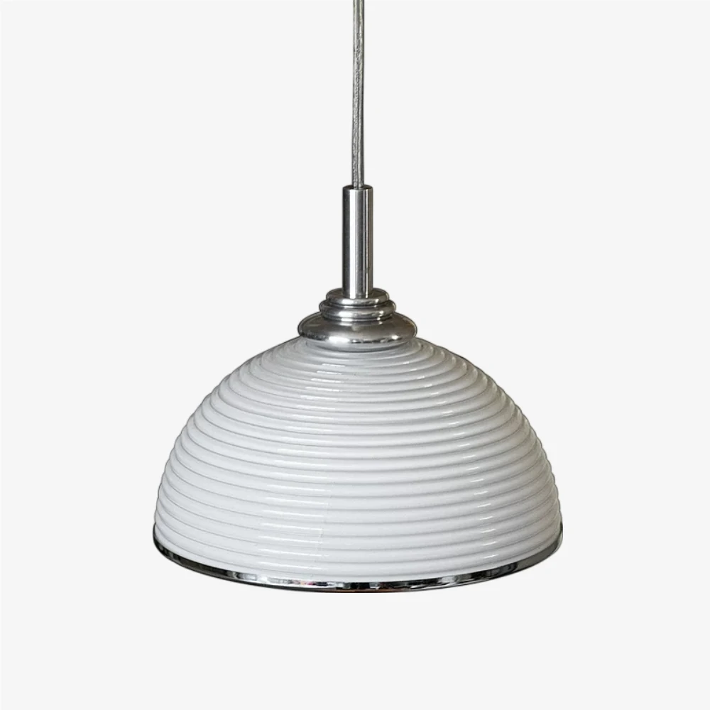 White ribbed pendant shade product view
