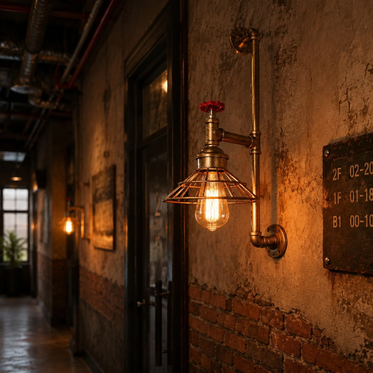 Industrial wall installation scene