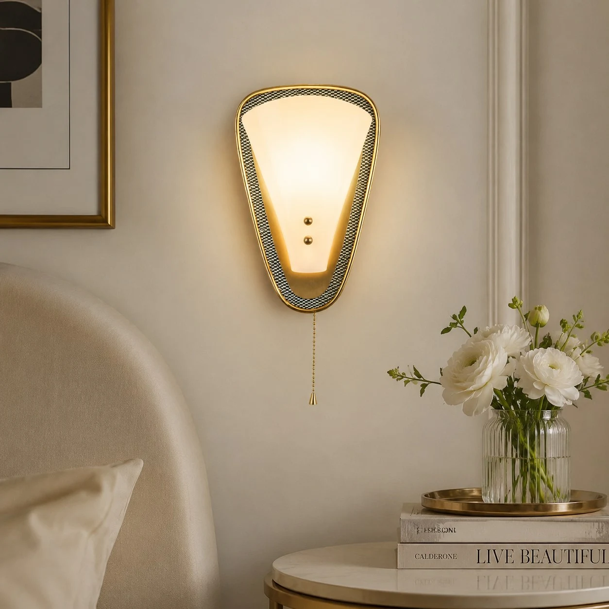 Vintage French pull-chain wall sconce