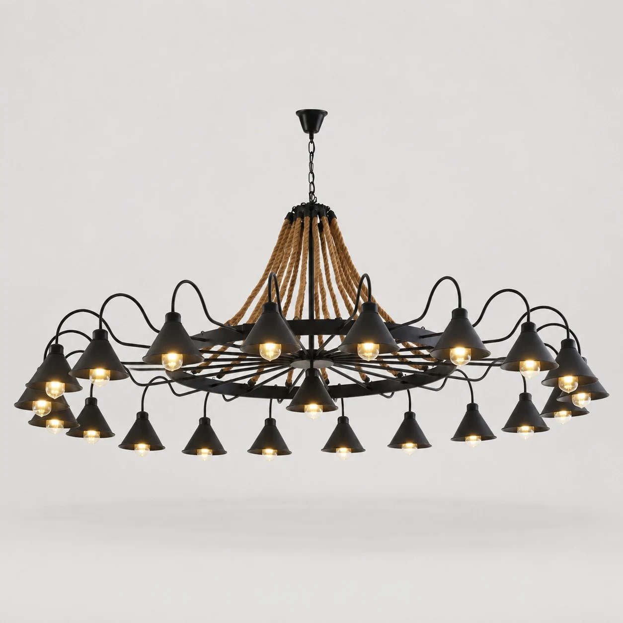 Rustic farmhouse rope chandelier