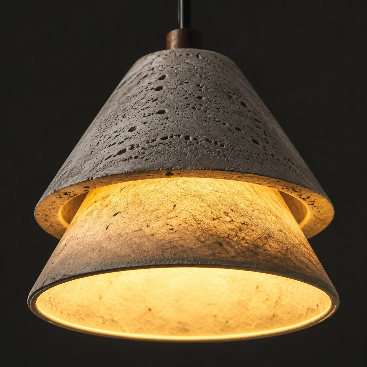 Grey Stone Pendant Light with Paper Diffuser