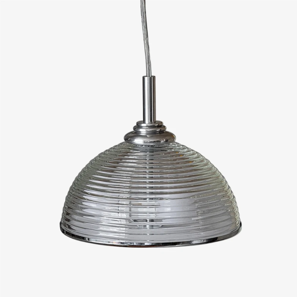 Clear ribbed glass pendant shade product view