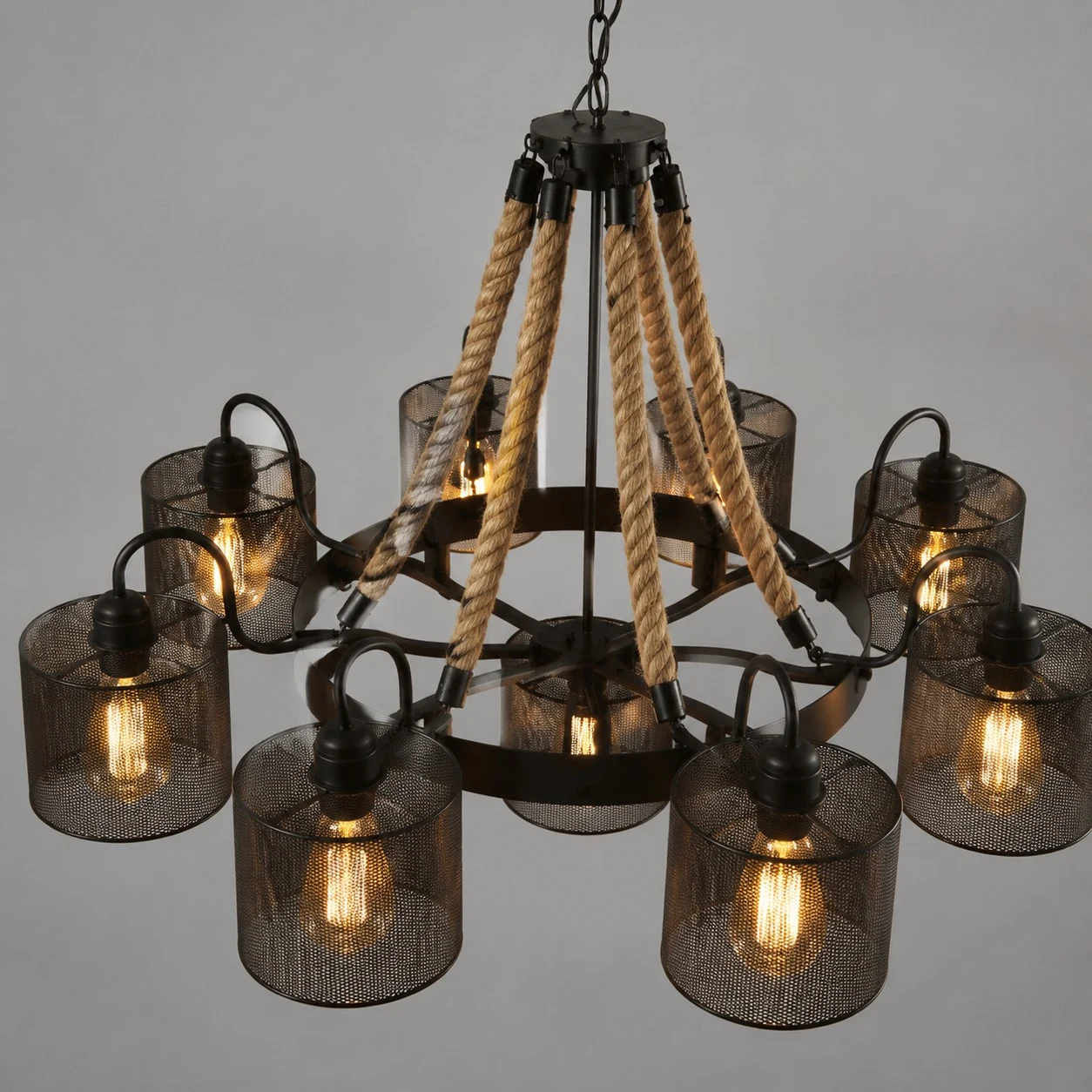 Rustic farmhouse rope chandelier