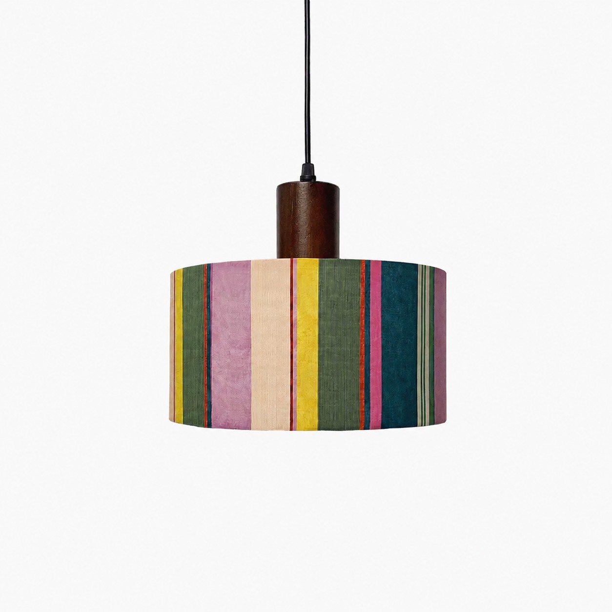 Ribbon Stripe medium fabric drum pendant