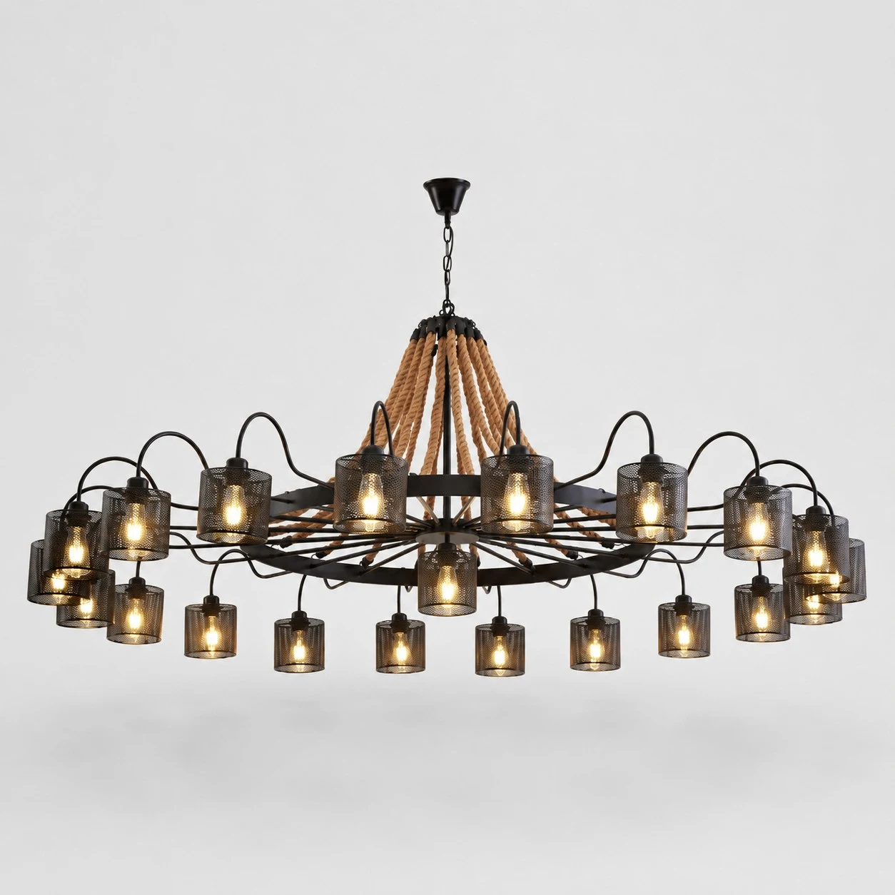 Rustic farmhouse rope chandelier