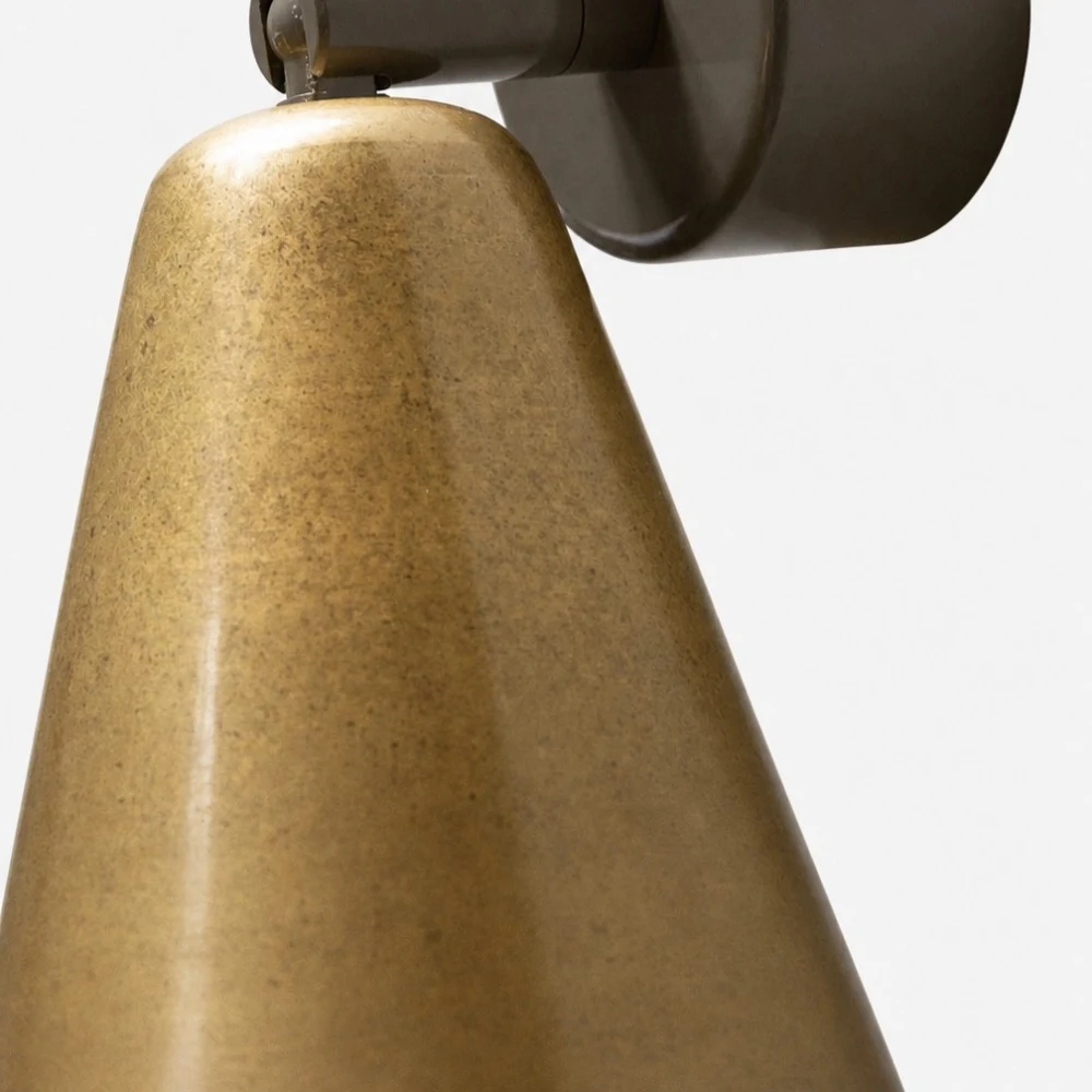 Brass cone shade close detail