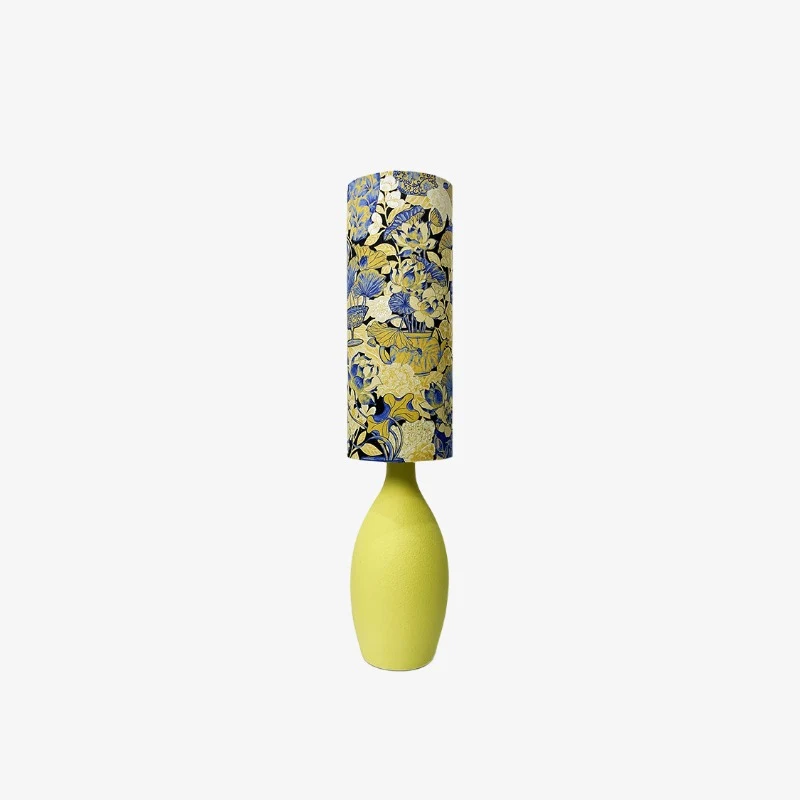 Blue floral shade table lamp