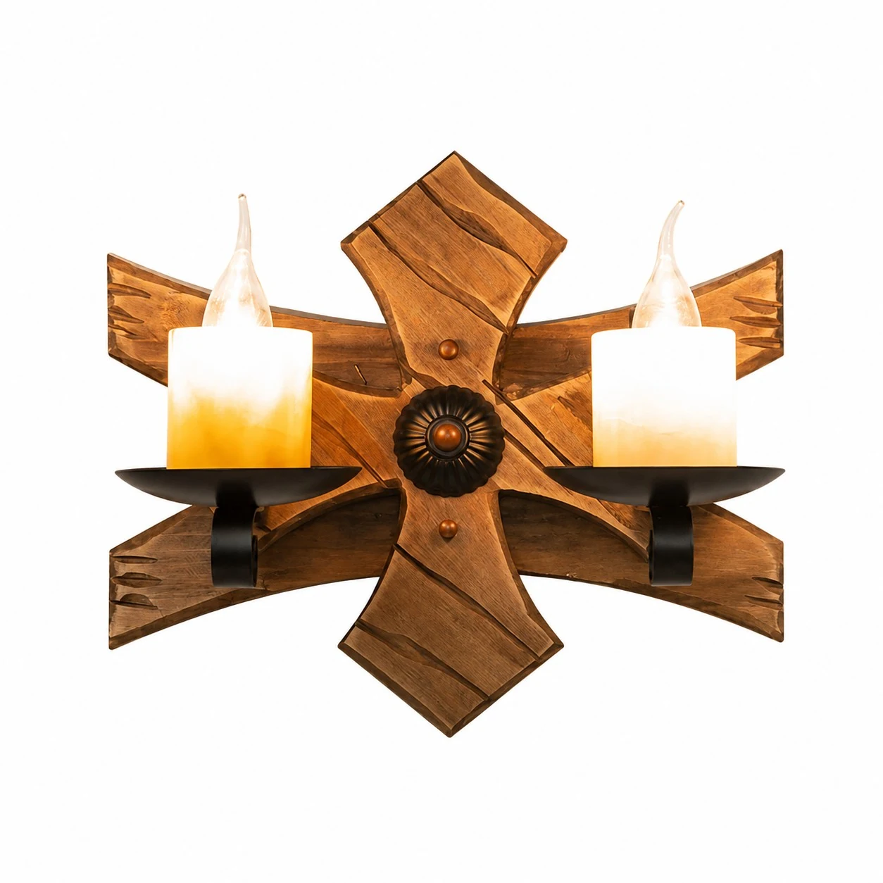 Double Candle Crossbeam Wall Sconce