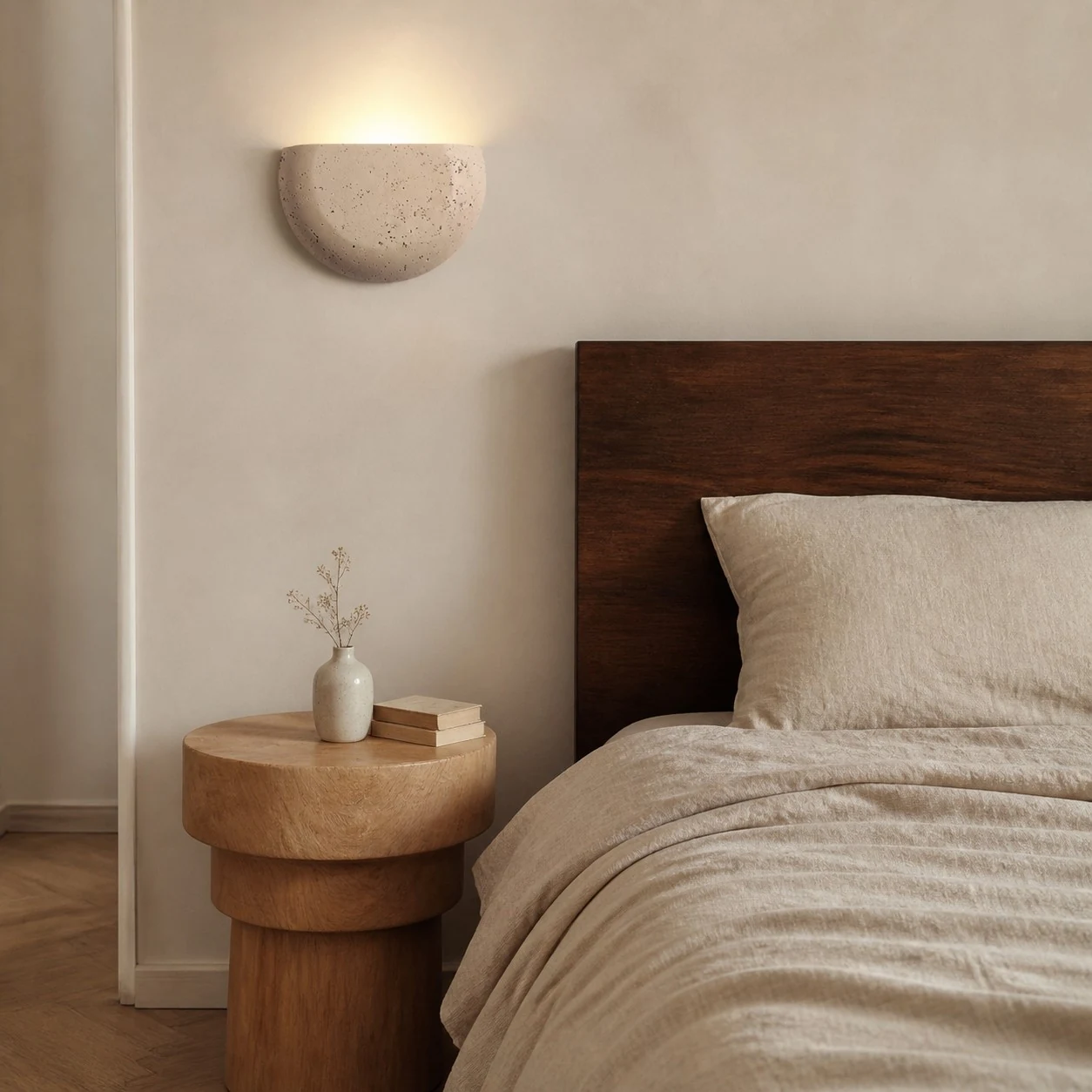 Off white wall sconce scene and detail image