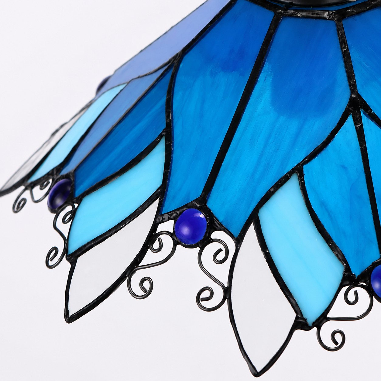 Blue Stained Glass Semi Flush Ceiling Light