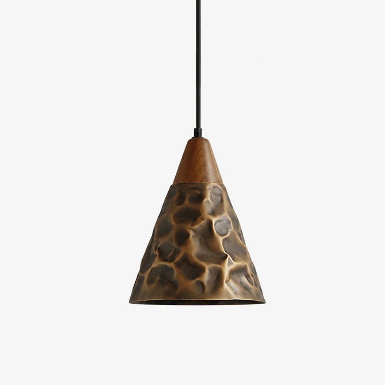 Style C wide hammered copper pendant light