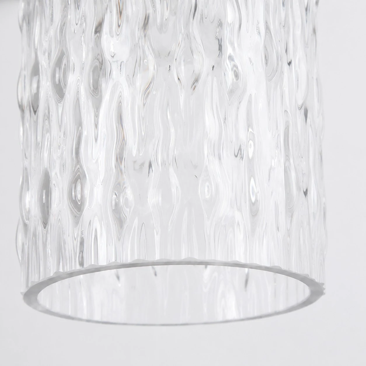 Close view of the ribbed clear glass shade texture