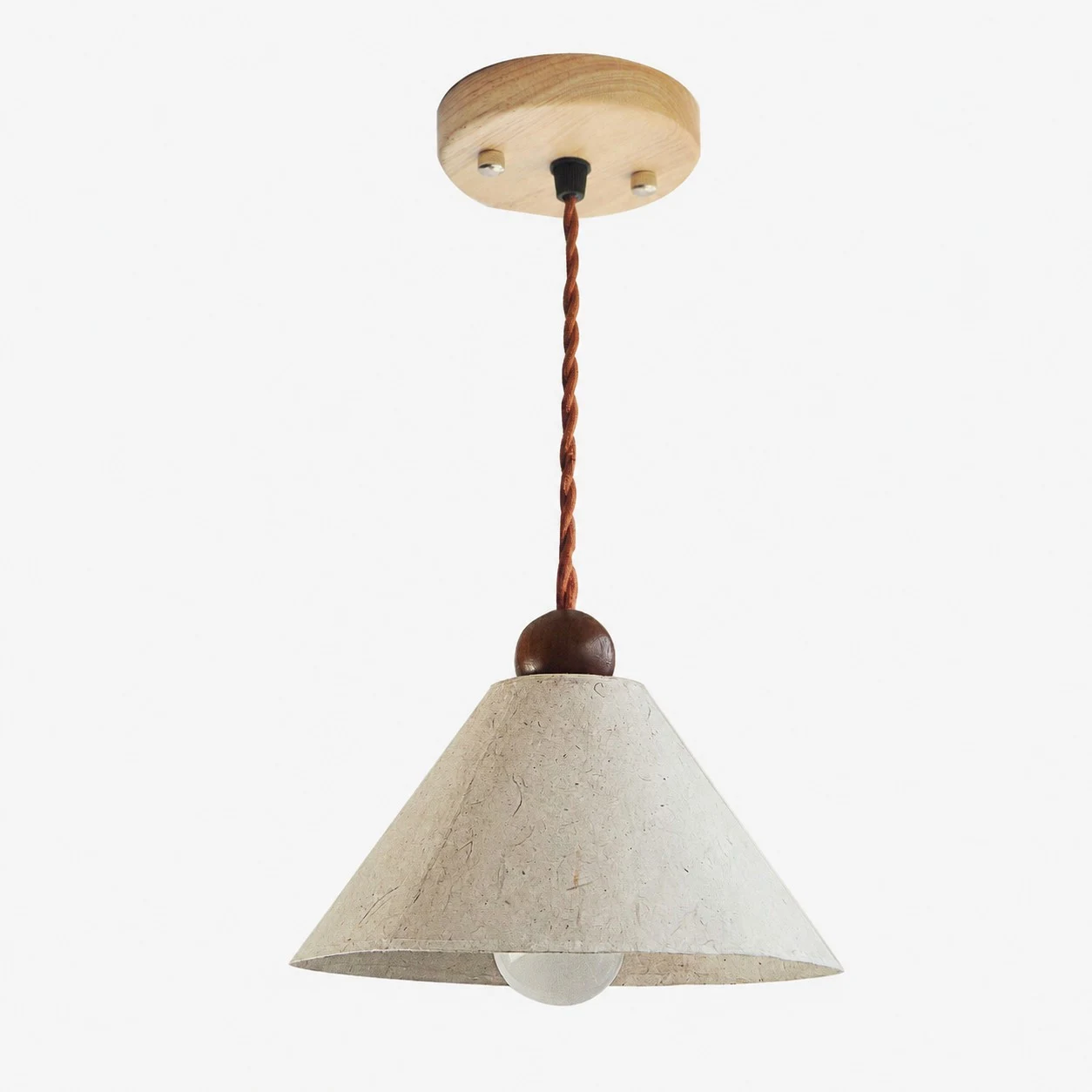 Natural handmade paper pendant lamp full product view