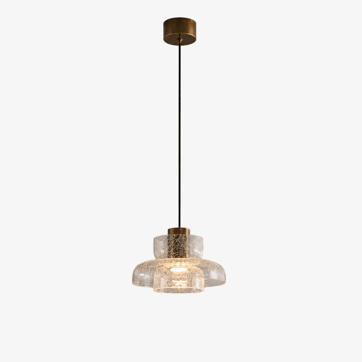 Style C pendant with clear crackle glass shade